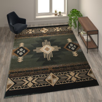 Flash Furniture ACD-RG3-810-SG-GG Mohave Collection 8' x 10' Sage Traditional Southwestern Style Area Rug - Olefin Fibers with Jute Backing